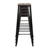 Sgabelli da bar impilabili VANTAGGIO HIGH WS in nero con sedute in legno di hjh OFFICE