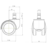 Disegno tecnico della rotella per sedia 5x ROLO 11mm/50mm con un diametro della ruota di 50 mm di hjh OFFICE