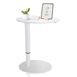 Scrivania in piedi bianca STAND III con piano rotondo e base rotonda di hjh OFFICE