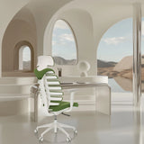 Sedia da ufficio professionale ERGO LINE W nel colore Mystic Forest con struttura bianca di hjh OFFICE