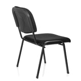 Sedia a quattro gambe nera XT 600 XL con imbottitura su seduta e schienale di hjh OFFICE – vista a 360° (vista posteriore a tre quarti 120°)