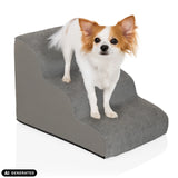 Scaletta per animali domestici PAWY STEP 3 grigia con un cane di piccola taglia di hjh LIVING (immagine generata dall’IA)