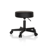 Sgabello girevole nero OPERATOR I con seduta imbottita e base a cinque ruote di hjh OFFICE – vista a 360° (vista frontale 20°)