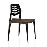 Sedia da esterno Flecharo marrone-nera con schienale traforato di hjh LIVING – vista a 360° (vista frontale a tre quarti 60°)