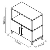 Disegno tecnico dell'armadio FlexWall di 800 × 828 mm di hjh OFFICE PRO