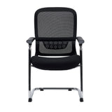 Sedia a sbalzo Ergomy Meet nera con schienale in rete, braccioli e struttura cromata di hjh OFFICE – vista a 360° (vista frontale 0°)