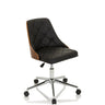 Sedia Home Office CENCA con rivestimento in ecopelle nera, trapuntatura e schienale in legno di hjh OFFICE
