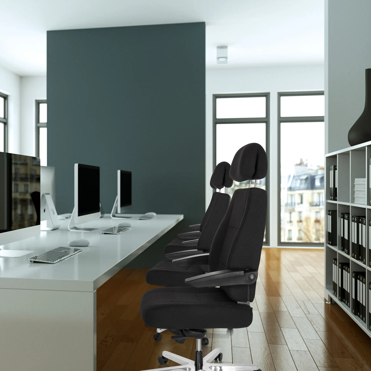 Sedia girevole XXL 24 HOURS I in nero con poggiatesta e braccioli di hjh OFFICE