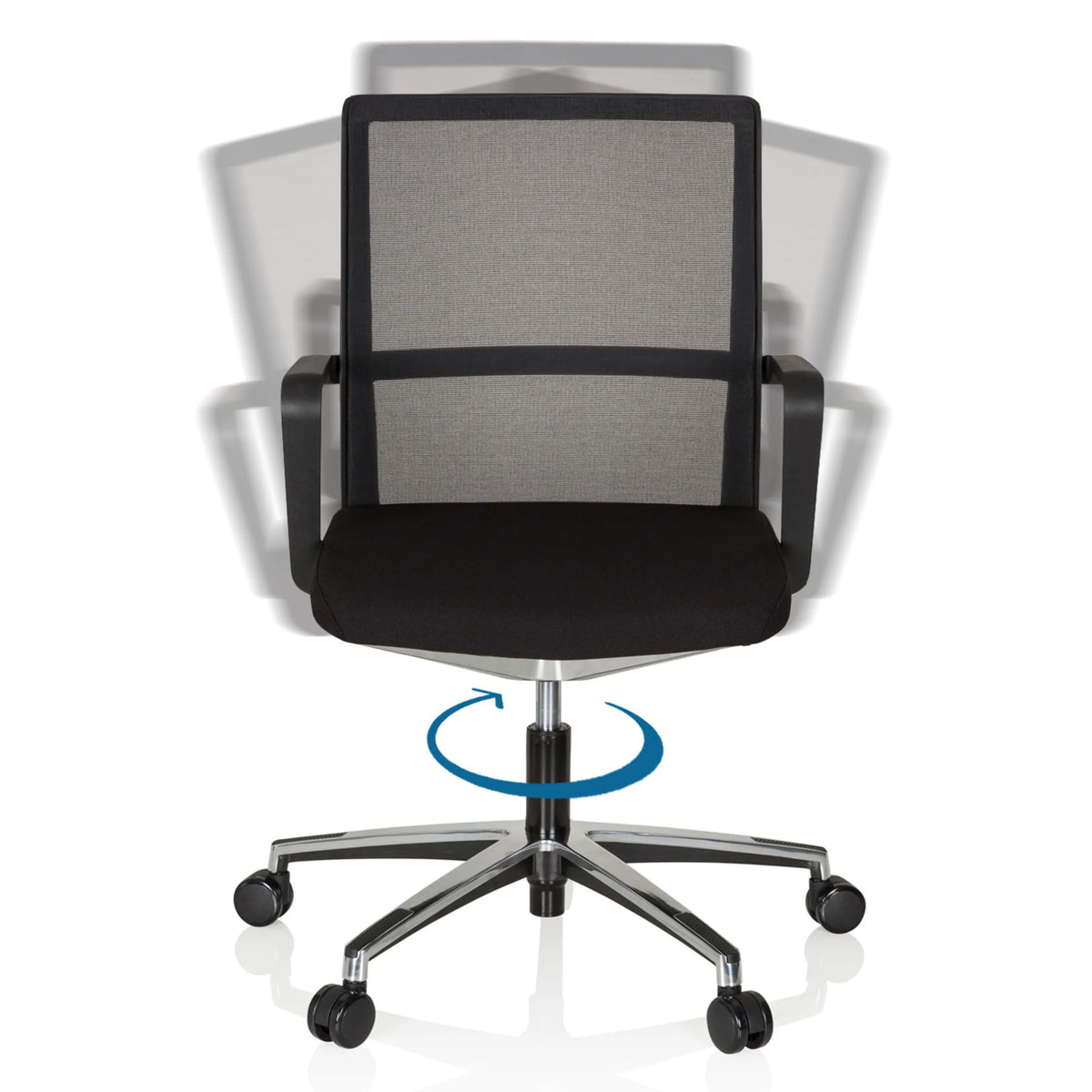 Funzione girevole a 360 gradi della Sedia da ufficio professionale MOVE-TEC NET 3D in nero di hjh OFFICE