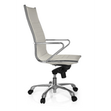 Poltrona professionale PARIBA III color crema con braccioli e base a cinque ruote di hjh OFFICE – vista a 360° (profilo laterale 80°)