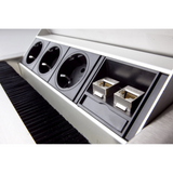 Tre prese di corrente e due porte di rete Cat-6 degli Accessori ELDATA1 in argento di hjh OFFICE PRO