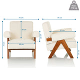 Disegno tecnico della Poltrona Lounge POOLY con una larghezza di 75 cm e un'altezza di 74 cm di hjh LIVING