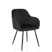 Sedia per sala da pranzo CHARVELLE nera con rivestimento in velluto, schienale trapuntato e quattro gambe di hjh LIVING