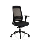 Sedia da ufficio professionale CHIARO T1 BLACK in nero con schienale in rete e braccioli di hjh OFFICE