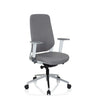 Sedia da ufficio professionale CHIARO T4 WHITE con rivestimento in tessuto grigio, braccioli bianchi e base argento di hjh OFFICE