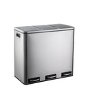 Cestini argentati Clean 9 con tre scomparti separati e coperchi neri di hjh OFFICE