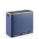 Cestini Clean 9 blu con tre scomparti, maniglie e coperchi argentati di hjh OFFICE