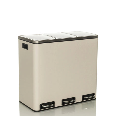 Cestini Clean 9 beige con tre scomparti e pedali argentati di hjh OFFICE