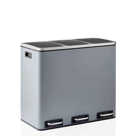Cestini Clean 9 grigio scuro con tre scomparti e maniglie argentate di hjh OFFICE