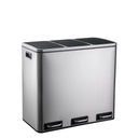 Cestini argentati Clean 9 con tre scomparti separati e coperchi neri di hjh OFFICE