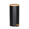 Cestini CLEAN BAMBOO in nero opaco con coperchio in legno e pedale di hjh OFFICE