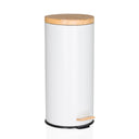 Cestino CLEAN BAMBOO bianco con finitura opaca, coperchio in bambù e pedale di hjh OFFICE