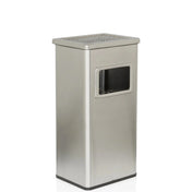Posacenere stand-up CLEAN I argentato in acciaio inox con coperchio traforato e apertura di hjh OFFICE
