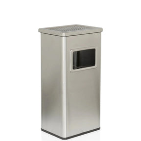 Posacenere stand-up CLEAN I argentato in acciaio inox con coperchio traforato e apertura di hjh OFFICE