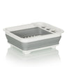 Contenitore pieghevole CLEAN SIL grigio-bianco con griglia di scolo integrata e scomparto di hjh OFFICE