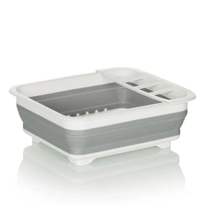 Contenitore pieghevole CLEAN SIL grigio-bianco con griglia di scolo integrata e scomparto di hjh OFFICE
