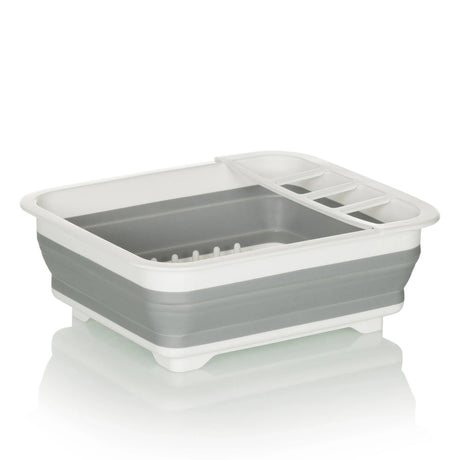 Contenitore pieghevole CLEAN SIL grigio-bianco con griglia di scolo integrata e scomparto di hjh OFFICE