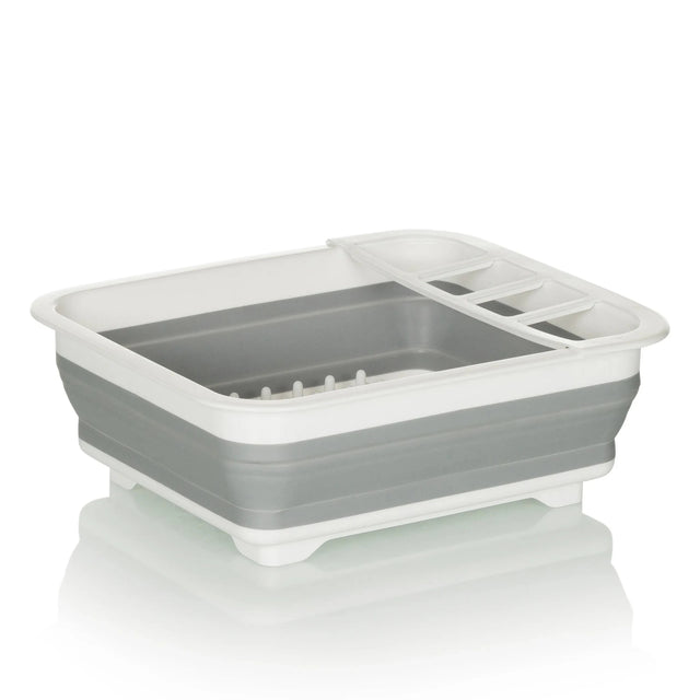 Contenitore pieghevole CLEAN SIL grigio-bianco con griglia di scolo integrata e scomparto di hjh OFFICE