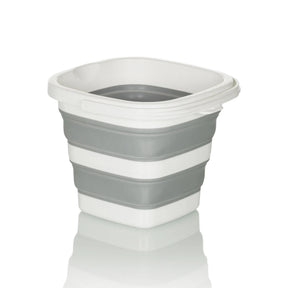 Contenitore pieghevole CLEAN SILE grigio e bianco con sezione centrale flessibile e piegata di hjh OFFICE