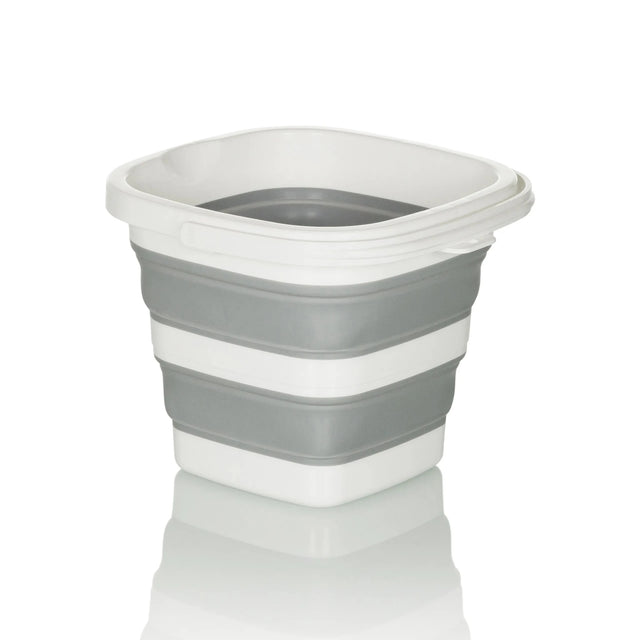 Contenitore pieghevole CLEAN SILE grigio e bianco con sezione centrale flessibile e piegata di hjh OFFICE