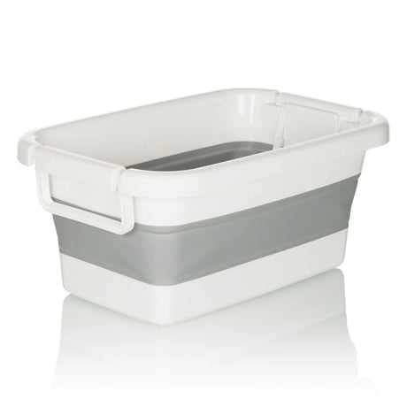 Contenitore pieghevole CLEAN SILW in grigio e bianco con maniglie laterali di hjh OFFICE