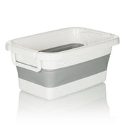 Contenitore pieghevole CLEAN SILW in grigio e bianco con maniglie laterali di hjh OFFICE