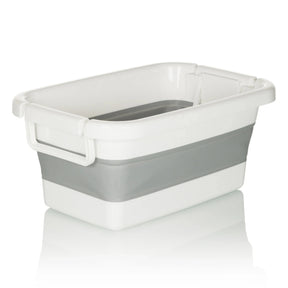 Contenitore pieghevole CLEAN SILW in grigio e bianco con maniglie laterali di hjh OFFICE