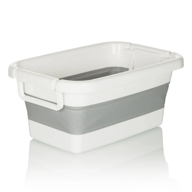 Contenitore pieghevole CLEAN SILW in grigio e bianco con maniglie laterali di hjh OFFICE
