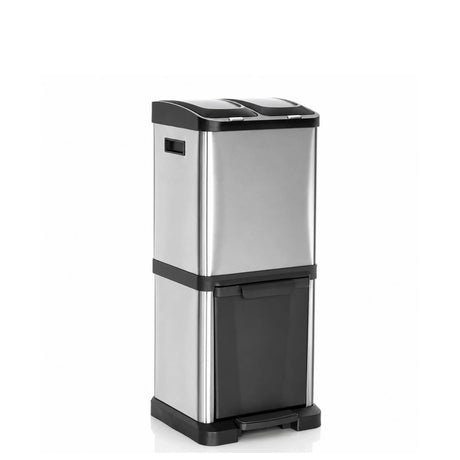 Cestini CLEAN VII in argento con due scomparti separati e coperchio nero di hjh OFFICE