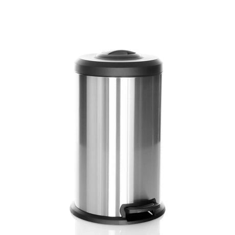 Cestini CLEAN X in acciaio inossidabile color argento con coperchio e pedale neri di hjh OFFICE