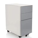 Cassettiera con rotelle COLOR I in metallo bianco con tre cassetti grigi e ruote di hjh OFFICE