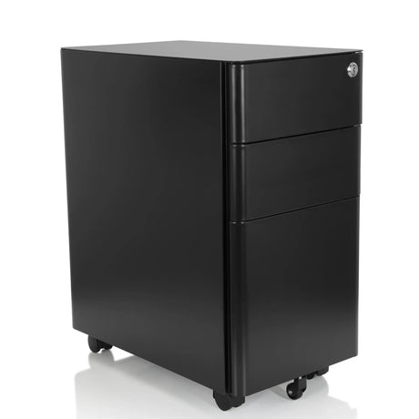 Cassettiera con rotelle COLOR I in metallo nero con tre cassetti di hjh OFFICE
