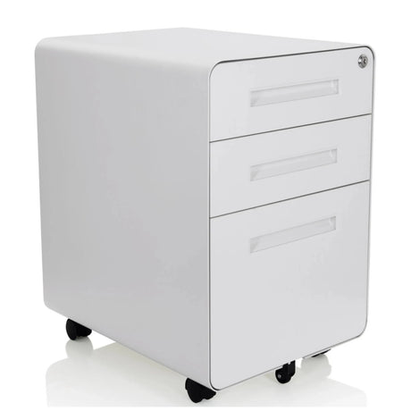 Cassettiera con rotelle COLOR PLUS I in metallo bianco con tre cassetti di hjh OFFICE