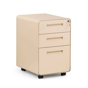 Cassettiera con rotelle COLOR PLUS I beige in metallo con tre cassetti e rotelle di hjh OFFICE
