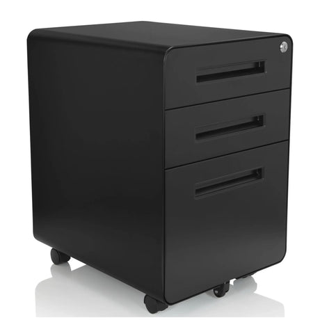 Cassettiera con rotelle COLOR PLUS I in metallo nero con tre cassetti di hjh OFFICE