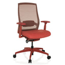 Sedia da ufficio professionale COLORE rossa con schienale in rete e braccioli di hjh OFFICE