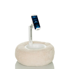 Supporto per cellulare e tablet COMFILAP II beige con base in peluche e braccio articolato bianco di hjh OFFICE