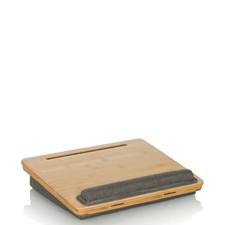 Supporto per laptop COMFILAP III in legno di bambù marrone con poggia polsi grigio di hjh OFFICE