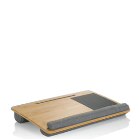 Supporto per laptop COMFILAP in legno di bambù chiaro con poggiapolsi grigio di hjh OFFICE