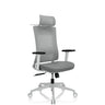 Sedia da ufficio professionale COMFIO WMH grigia con poggiatesta, braccioli e base a stella con ruote di hjh OFFICE
